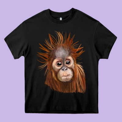Baby Orangutan Heavy Core Tee Designed By Lillyallendesigns