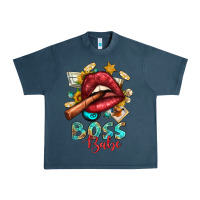 Midnight Navy Western Boss Babe Cigar Lip Urban Heavy Tee - BundleAndBundleShop