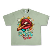 Oil Green Western Boss Babe Cigar Lip Urban Heavy Tee - BundleAndBundleShop