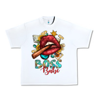 White Western Boss Babe Cigar Lip Urban Heavy Tee - BundleAndBundleShop