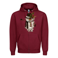 Burgundy snowman gnome Zipper Hoodie - CowGirlArtShop