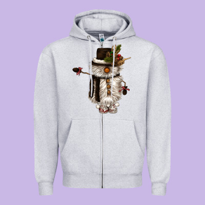Snowman Gnome Zipper Hoodie Designed By Cowgirlartshop