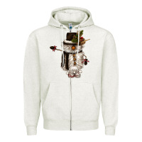 Oatmeal Heather snowman gnome Zipper Hoodie - CowGirlArtShop