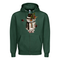 Sports Green snowman gnome Zipper Hoodie - CowGirlArtShop