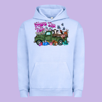 Happy Easter Day Truck Urban Hoodie Designed By Cowhidedigitalart