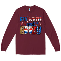 Burgundy red white and boozy Long Sleeve Tee - RanaPortraitStore
