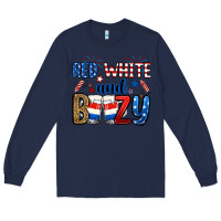 Navy red white and boozy Long Sleeve Tee - RanaPortraitStore