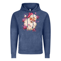 Vintage Denim pink christmas santa claus Vintage Hoodie - MaliasSmallBusiness