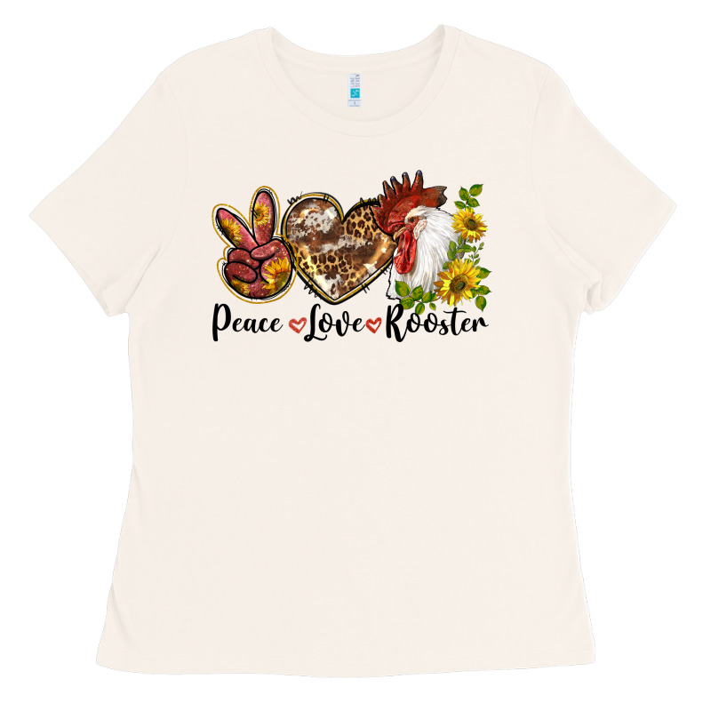 Peace Love Rooster With Sunflowers Ladies Tee by LillyAllenDesigns | Teevron