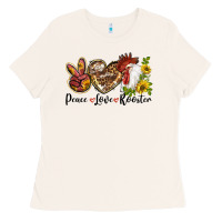 Bone Peace Love Rooster With Sunflowers Ladies Tee - LillyAllenDesigns