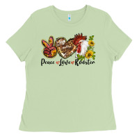 Matcha Peace Love Rooster With Sunflowers Ladies Tee - LillyAllenDesigns