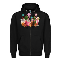 Black pink christmas coffe cups Zipper Hoodie - CowGirlArtShop
