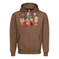 Chestnut pink christmas coffe cups Zipper Hoodie - CowGirlArtShop