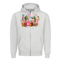 Dove Grey pink christmas coffe cups Zipper Hoodie - CowGirlArtShop