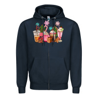 Navy pink christmas coffe cups Zipper Hoodie - CowGirlArtShop
