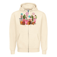 Sandshell pink christmas coffe cups Zipper Hoodie - CowGirlArtShop