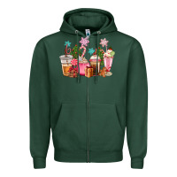 Sports Green pink christmas coffe cups Zipper Hoodie - CowGirlArtShop