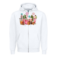 White pink christmas coffe cups Zipper Hoodie - CowGirlArtShop