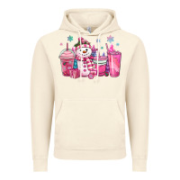 Vintage Artic pink christmas snowman coffee cups Vintage Hoodie - MaliasSmallBusiness