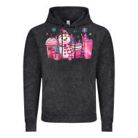 Vintage Black pink christmas snowman coffee cups Vintage Hoodie - MaliasSmallBusiness