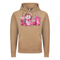 Vintage Coffee pink christmas snowman coffee cups Vintage Hoodie - MaliasSmallBusiness