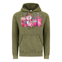 Vintage Olive pink christmas snowman coffee cups Vintage Hoodie - MaliasSmallBusiness