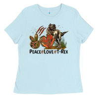 Baby Blue Western Peace Love T-Rex Ladies Tee - LillyAllenDesigns