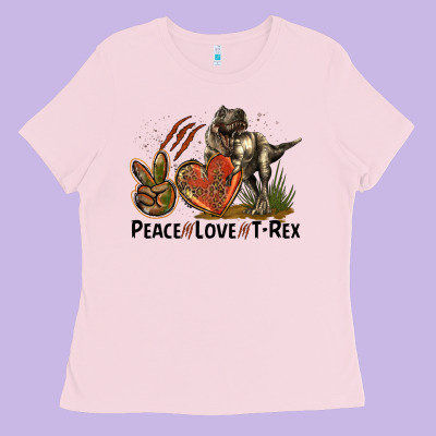 Western Peace Love T-rex Ladies Tee Designed By Lillyallendesigns