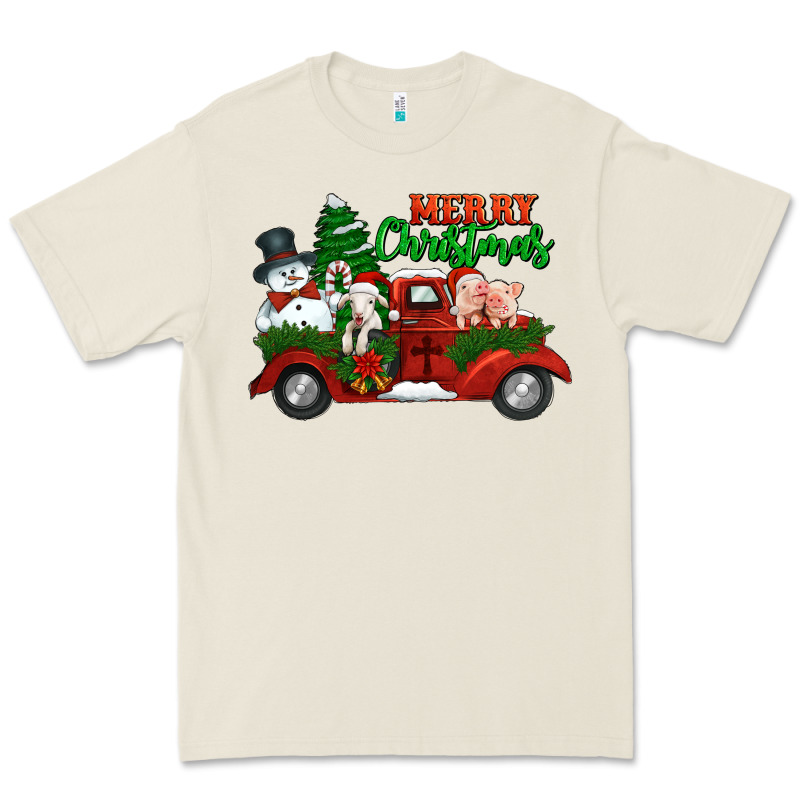 Merry Christmas Snowman And Farm Animals Truck Premium Tee by Jasminsmagicworld | Teevron