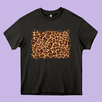 Leopard Background Heavy Core Tee Designed By Barkaloodesign