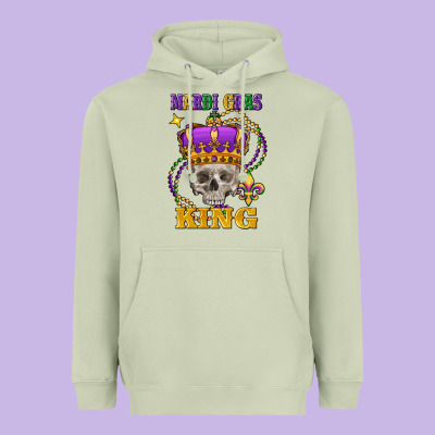 Skull Mardi Gras King Heavyweight Hoodie Designed By Fadigitalartstudio