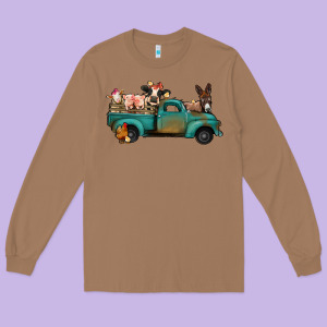 Farm Animals Truck Long Sleeve Tee Designed By Bettercallsaul