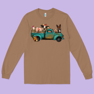 Farm Animals Truck Long Sleeve Tee Designed By Bettercallsaul