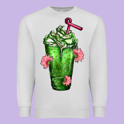 Western Cactus Cold Frappe Premium Sweatshirt Designed By Fadigitalartstudio