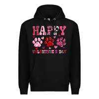 Black happy valentine's day paws Premium Hoodie - OliviaCreatesArt