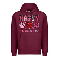 Burgundy happy valentine's day paws Premium Hoodie - OliviaCreatesArt
