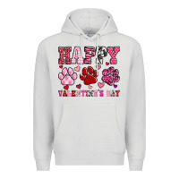 Dove Grey happy valentine's day paws Premium Hoodie - OliviaCreatesArt