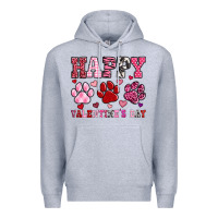 Heather Grey happy valentine's day paws Premium Hoodie - OliviaCreatesArt