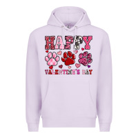 Lilac happy valentine's day paws Premium Hoodie - OliviaCreatesArt