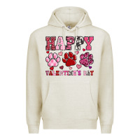 Oatmeal Heather happy valentine's day paws Premium Hoodie - OliviaCreatesArt