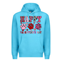 Ocean Blue happy valentine's day paws Premium Hoodie - OliviaCreatesArt