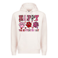 Pale Pink happy valentine's day paws Premium Hoodie - OliviaCreatesArt