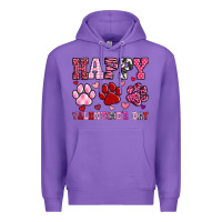 Purple happy valentine's day paws Premium Hoodie - OliviaCreatesArt