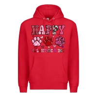 Red happy valentine's day paws Premium Hoodie - OliviaCreatesArt