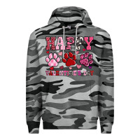 Slate Camo happy valentine's day paws Premium Hoodie - OliviaCreatesArt