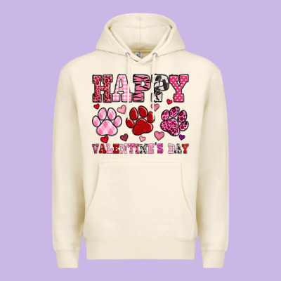 Happy Valentine's Day Paws Premium Hoodie Designed By Oliviacreatesart