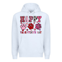 White happy valentine's day paws Premium Hoodie - OliviaCreatesArt