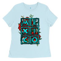Baby Blue mexico with roses Ladies Tee - Jasminsmagicworld