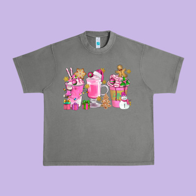 Pink Christmas Coffee Cups Bbs Urban Heavy Tee Designed By Bundleandbundleshop
