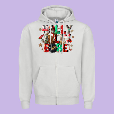 Holly Jolly Babe Zipper Hoodie Designed By Cowgirlartshop